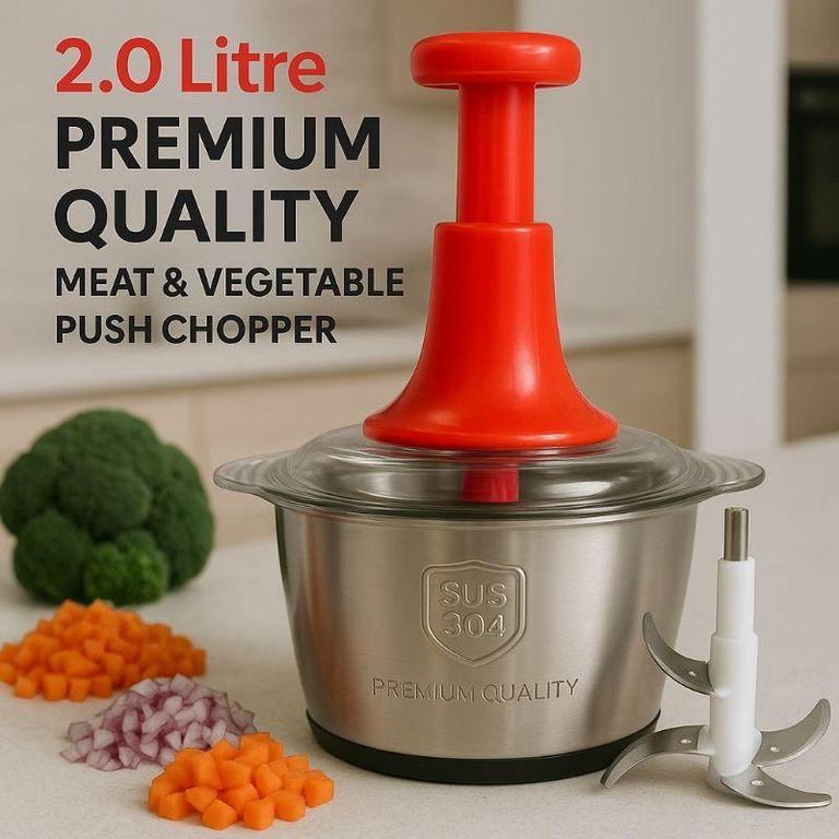 2L Manual Food Chopper | Stainless Steel Push Chopper | Kitchen Multi-Purpose Vegetable And Nuts Chopper2L Manual Food Chopper | Stainless Steel Push Chopper | Kitchen Multi-Purpose Vegetable And Nuts Chopper