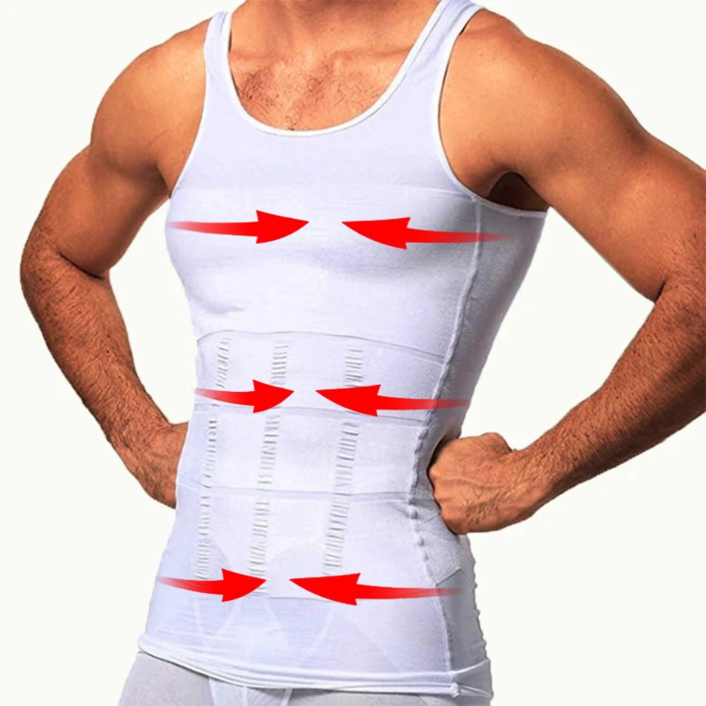 Slim N Fit Body Shaper Vest Compression Shirt Slimming Underwear Tummy Control Fitness Apparel For Men - L, Black