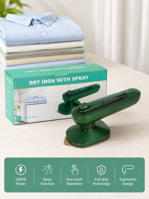 Portable Dry Iron With Spray Handheld Garment Press Travel Iron Appliance