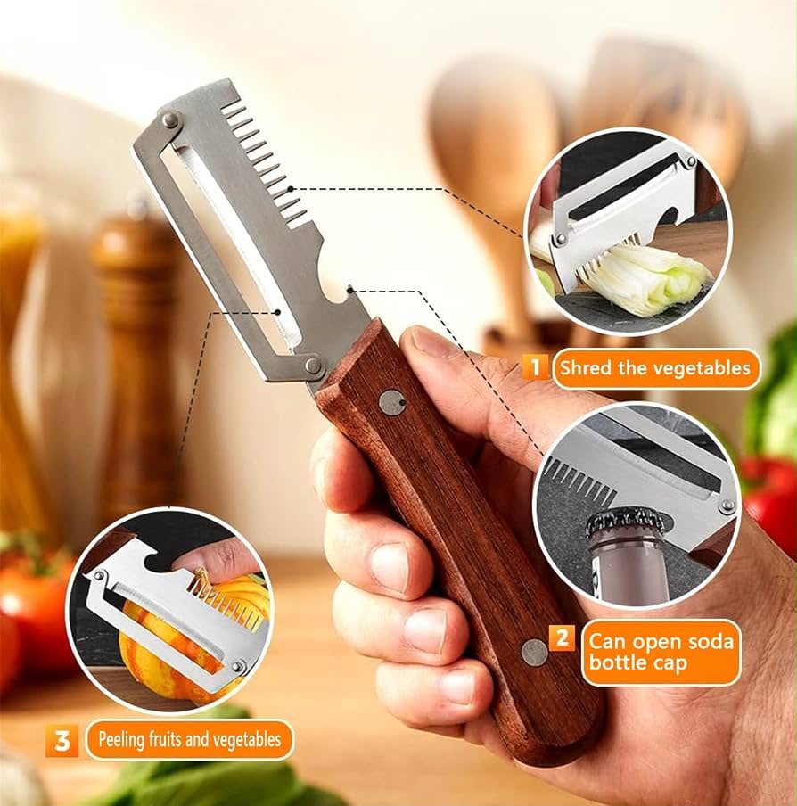 3 In 1 Peeler Knife Stainless Steel - Kitchen Tool For Food Preparation And Daily Cooking Routine