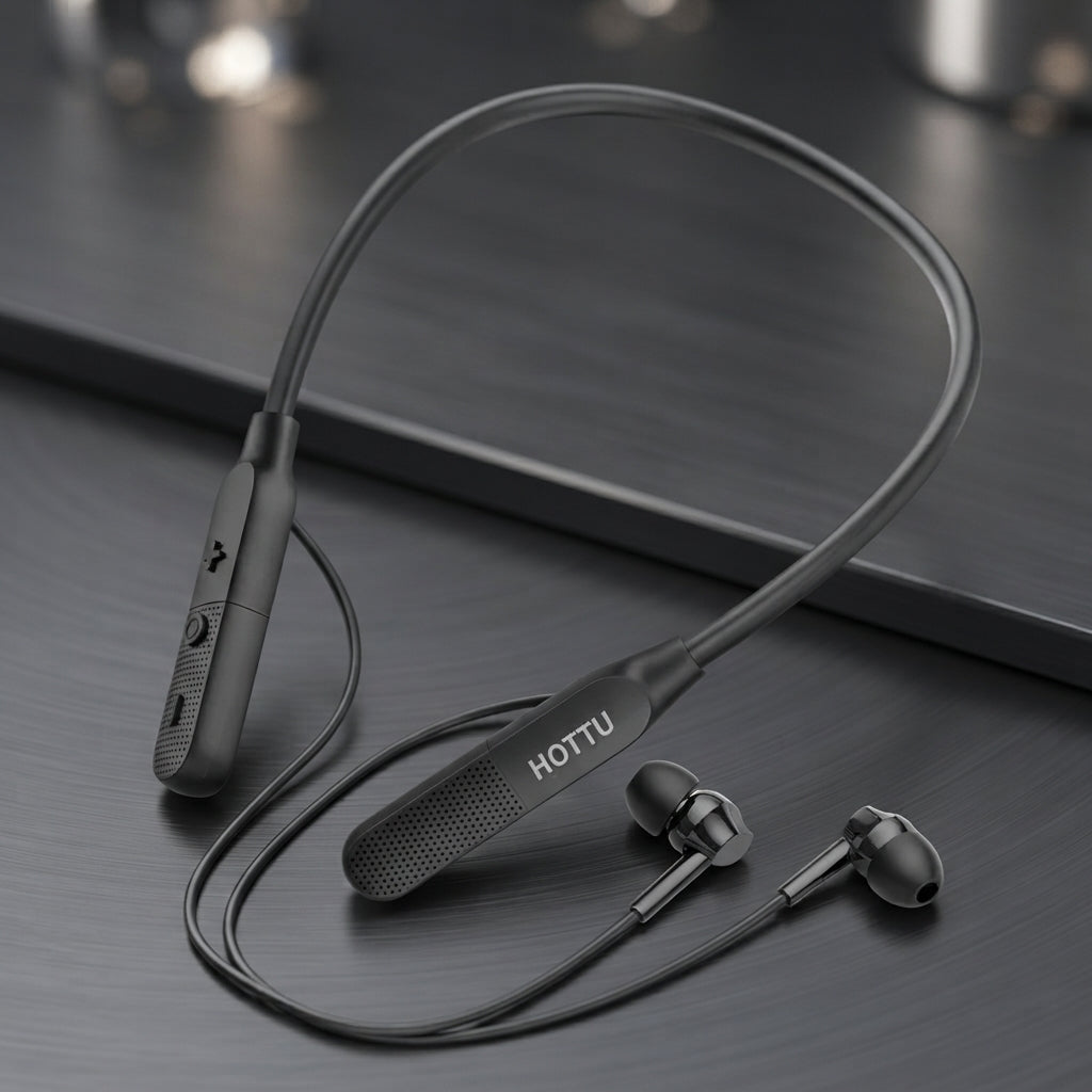Hottu NB01 Wireless Neckband With 20 Hours Playtime Deep Bass And ENC