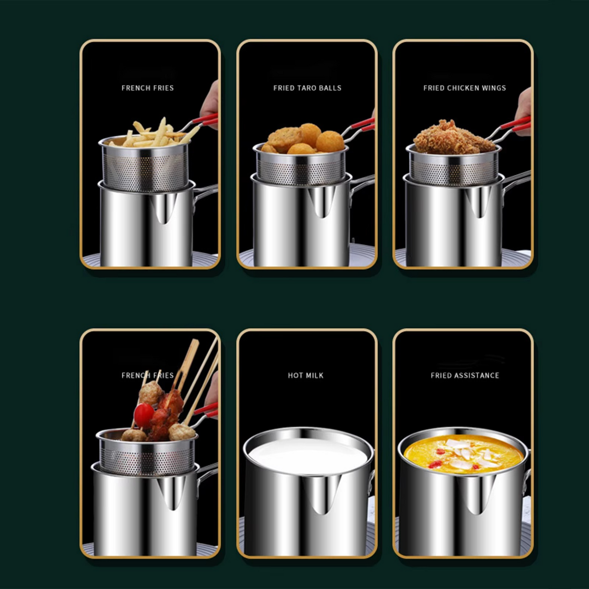 Stainless Steel Deep Fryer Pot With Strainer Basket Kitchen Cookware