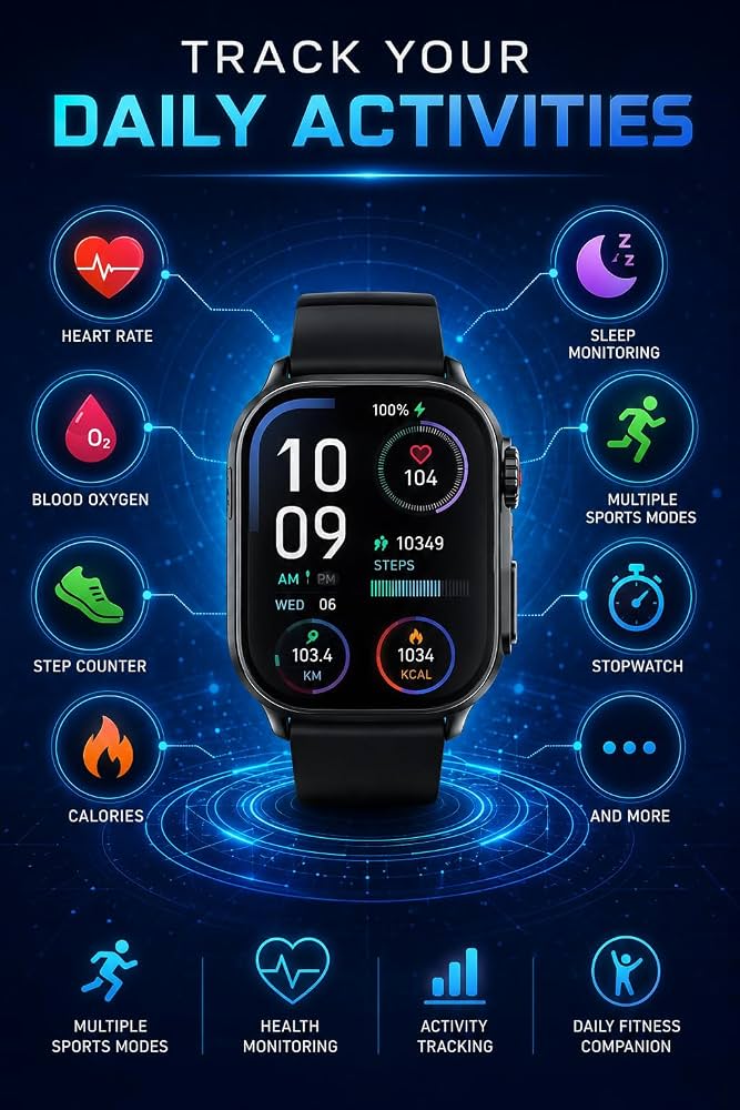 Ultra 3 Pro Smart Watch With 7 Strap Combo | Bluetooth Calling Smartwatch For Men & Women With Fitness Tracker, Heart Rate Monitor & Wireless Charging.