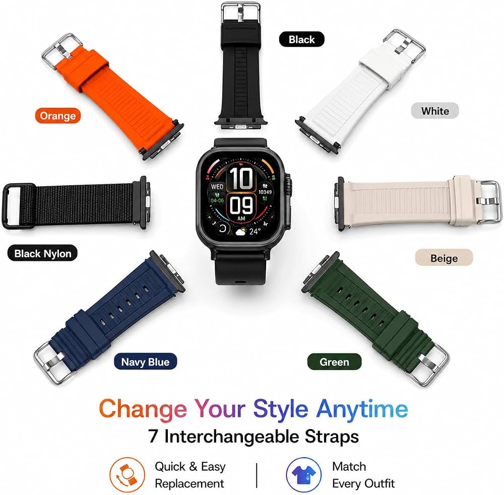 Ultra 3 Pro Smart Watch With 7 Strap Combo | Bluetooth Calling Smartwatch For Men & Women With Fitness Tracker, Heart Rate Monitor & Wireless Charging.
