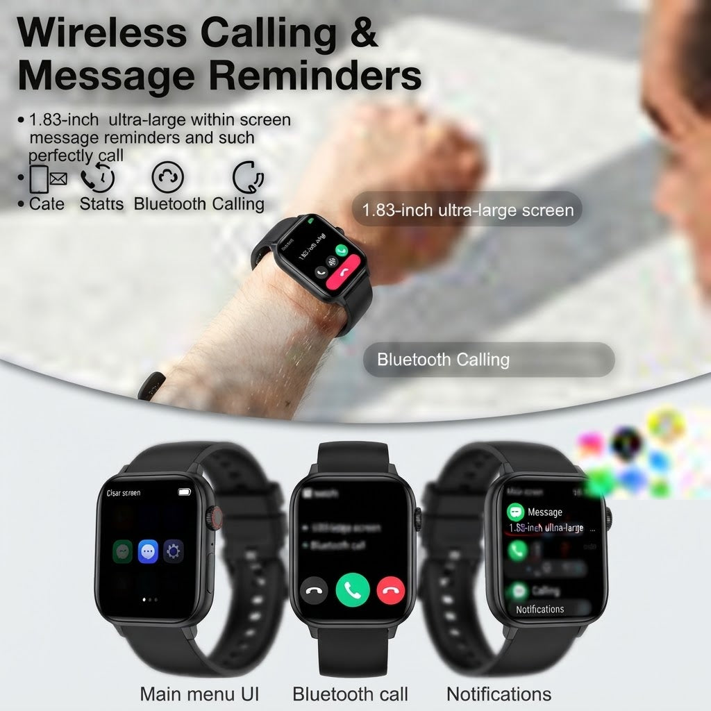 Ultra 3 Pro Smart Watch With 7 Strap Combo | Bluetooth Calling Smartwatch For Men & Women With Fitness Tracker, Heart Rate Monitor & Wireless Charging.