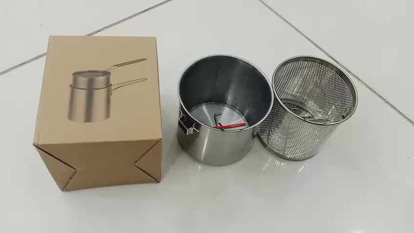 Stainless Steel Deep Fryer Pot With Strainer Basket Kitchen Cookware